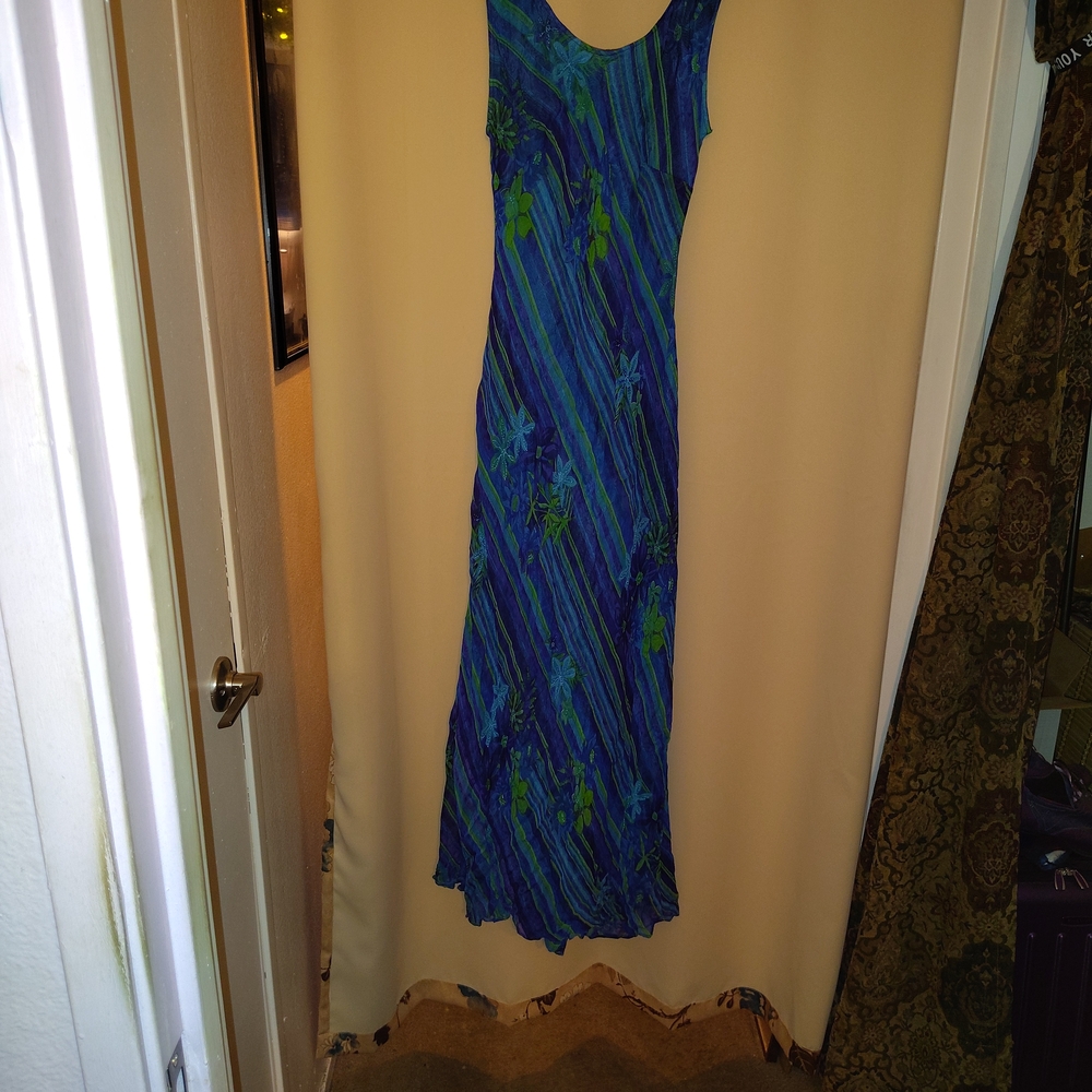 Vibrant Blue and Green Maxi Dress
